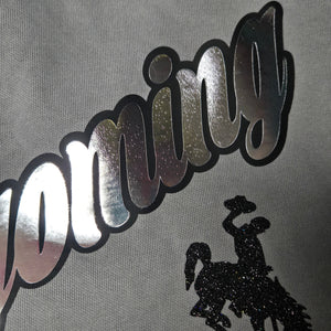 Metallic Silver Wyoming ~ Charcoal Comfort Colors Sweatshirt (pre-order) - My Wyo Designs