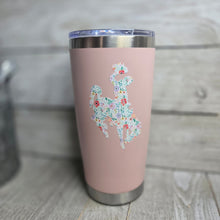 Shell Pink Bucking Horse & Rider®️ Tumbler ~ Dainty Floral - My Wyo Designs