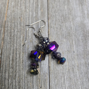 Cut Glass Purple Iridescent Earring - My Wyo Designs