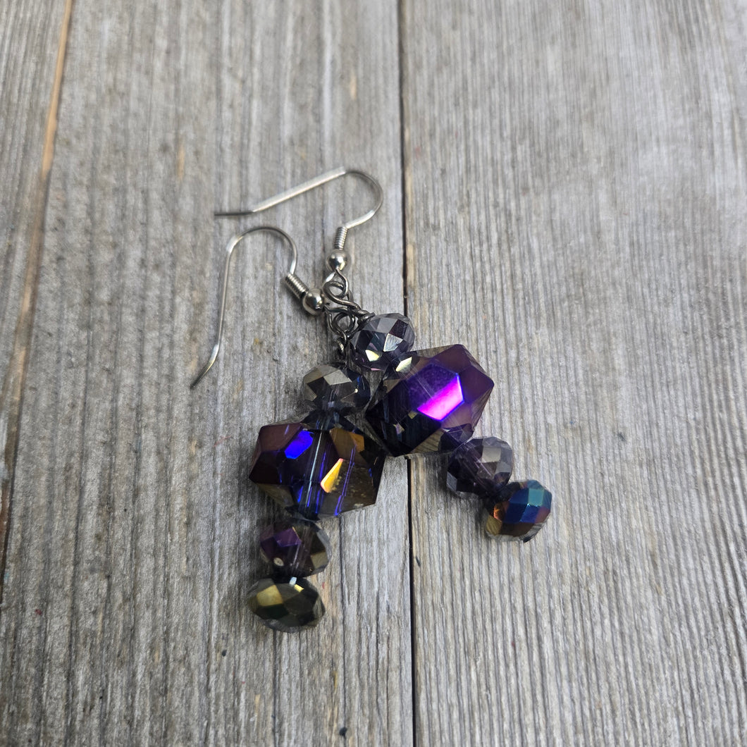 Cut Glass Purple Iridescent Earring - My Wyo Designs