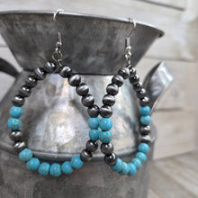 Navajo Pearls & Turquoise Teardrop earrings