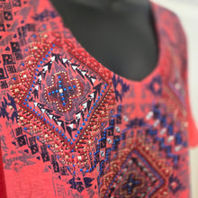 Tribal Blingy V'neck Ladies top size XL - My Wyo Designs