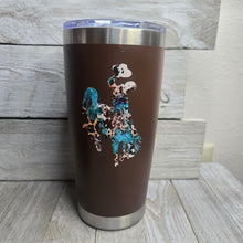 Brown Bucking Horse & Rider®️ Tumbler ~Teal the Sun Goes Down - My Wyo Designs