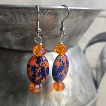 Royal & Orange Mosaic Oval Earring #2 - My Wyo Designs