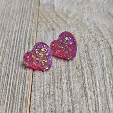 Small Pink Glitter Heart post earring - My Wyo Designs