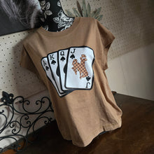 LAT Relaxed ladies Tee ~ Wild Checkered Cards ~ Vintage Coyote Brown - My Wyo Designs