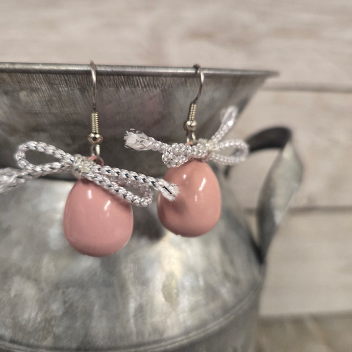 Small Jingle Egg Earrings ~ Pink/white - My Wyo Designs