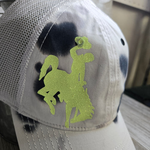 Summer Brights ~Bucking horse & Rider®️The Game Cap ~ Neon Yellow Glitter