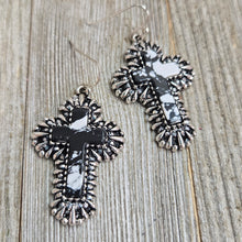 Black & White Howlite Cross Earrings