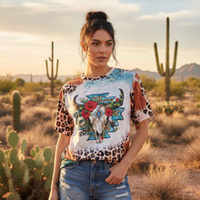 Leopard Roses Steer Skull ~ Abstract Leopard Tee - My Wyo Designs