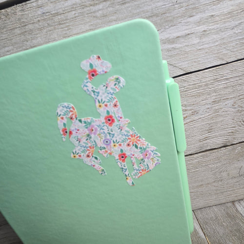 Big Bucking Horse Note Pad w/pen ~ Mint & Spring Floral - My Wyo Designs