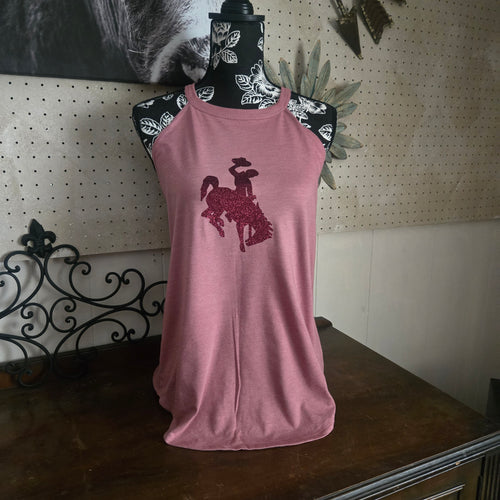 Mauve Rocker Tank ~Maroon Glitter Steamboat - My Wyo Designs