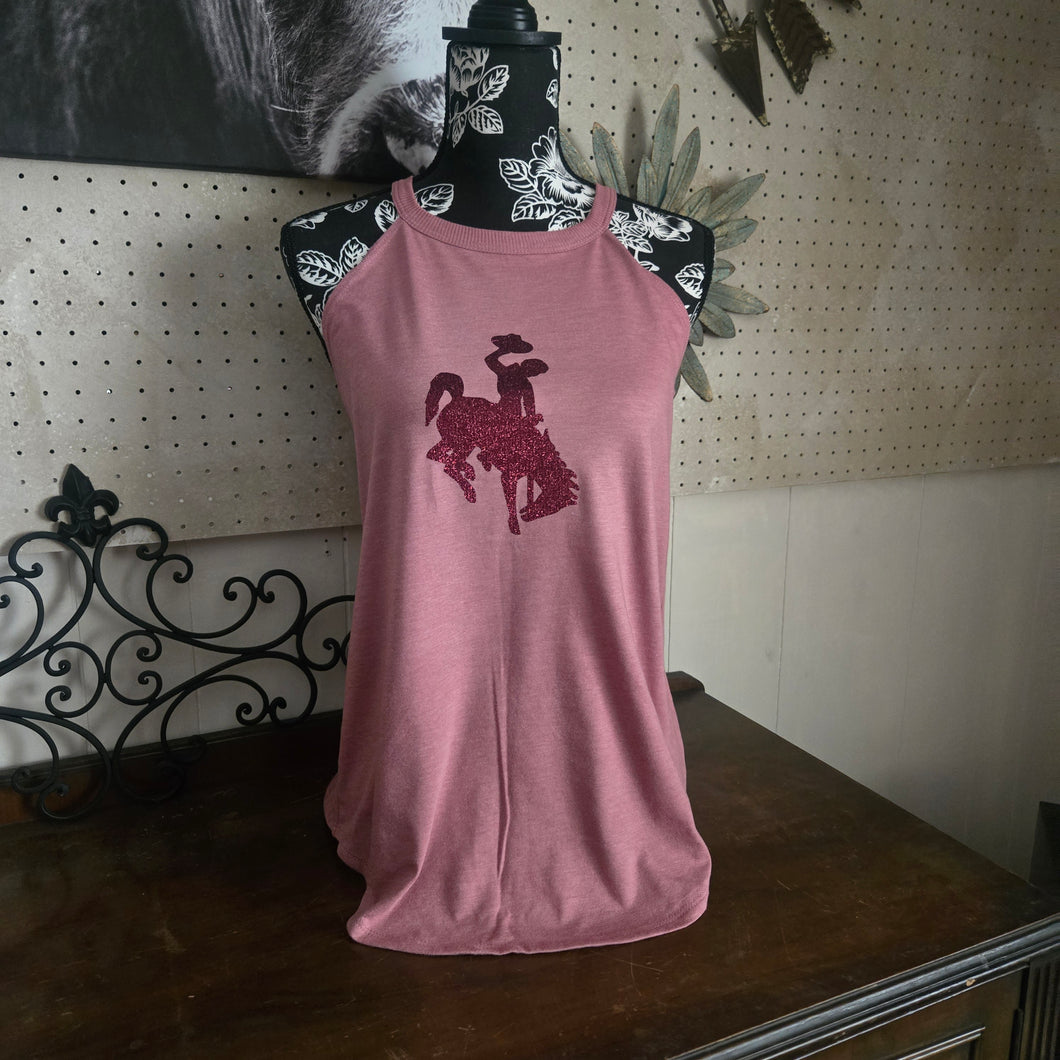 Mauve Rocker Tank ~Maroon Glitter Steamboat - My Wyo Designs