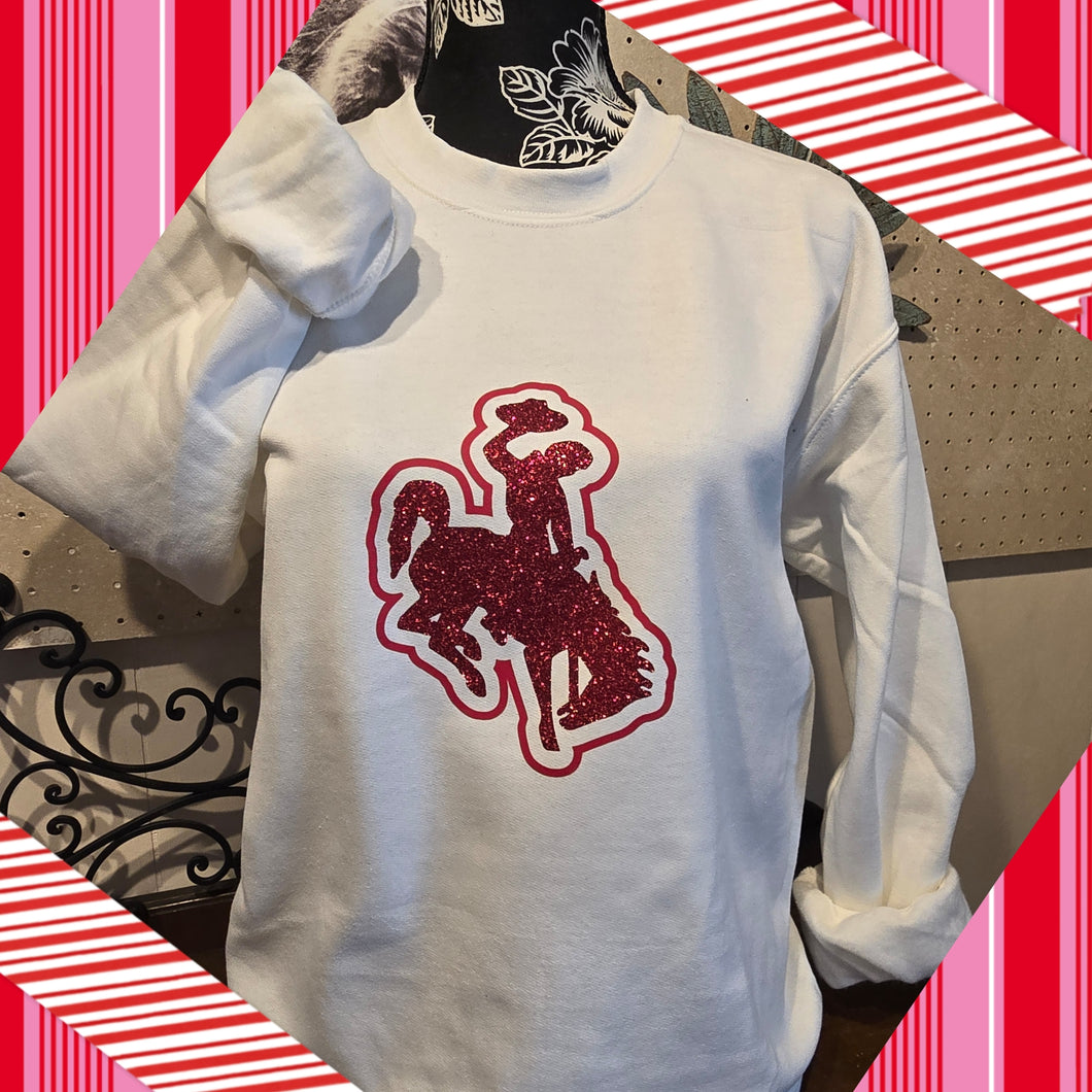 Radiating Red Sparkle Bucking Horse ~  Gildan Sweatshirt