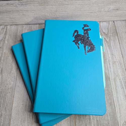 Big Bucking Horse Note Pad w/pen ~ Teal w/Black Tool - My Wyo Designs