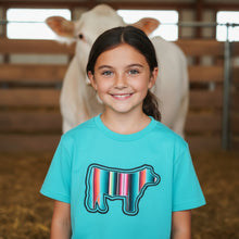 Serape' ~SHOW STEER~YOUTH ~ Teal Bella Tee - My Wyo Designs