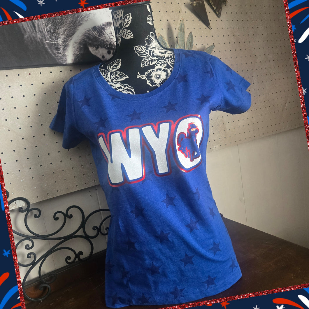 WYO ~Bucking Horse~ Royal Stars Ladies Tee - My Wyo Designs