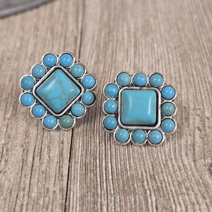 Small Turquoise Square post earrings - My Wyo Designs