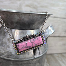 Pink Turquoise Stone Ball-Bar necklace