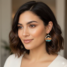 Silver ~Desert Scape~ Round Drop Earrings