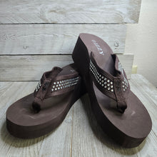 Brown Crystal accent, wedge Flip Flops - My Wyo Designs