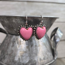 Pink Western Heart Earrings