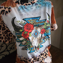 Leopard Roses Steer Skull ~ Abstract Leopard Tee - My Wyo Designs