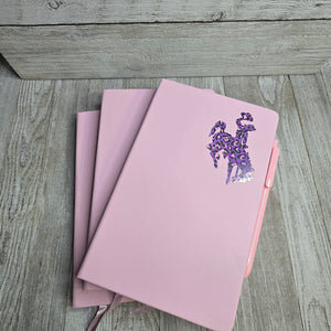 Big Bucking Horse Note Pad w/pen ~ Pink w/purple Leopard - My Wyo Designs