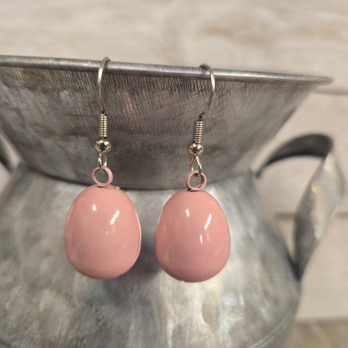 Small Jingle Egg Earrings ~ Plain Pink - My Wyo Designs