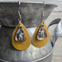 Itty Bitty Cowgirl Hat Leather earrings~ Mustard Wyo - My Wyo Designs