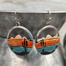 Silver ~Desert Scape~ Round Drop Earrings