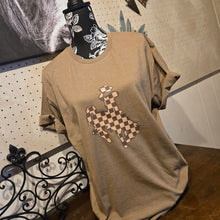 Prairie Brown Check bucking horse ~ LAT Vintage Coyote Tee