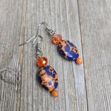 Royal & Orange Mosaic Oval Earring #3 - My Wyo Designs