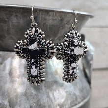 Black & White Howlite Cross Earrings