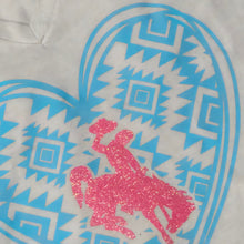 Aztec Bucking Horse & Rider®️ ~Spotted Cow~ V nk Heather Dust Tee~ 2X