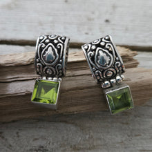 Vintage Peridot & Silver Hinged Square Earrings - My Wyo Designs