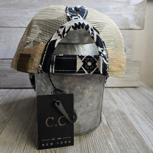 Black & White Teal Bucking horse & Rider®️ CC Ponytail Cap