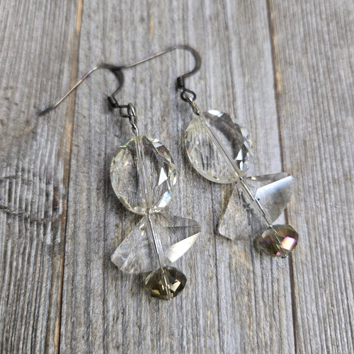 Cut Champagne & Topaz crystal drop earrings - My Wyo Designs