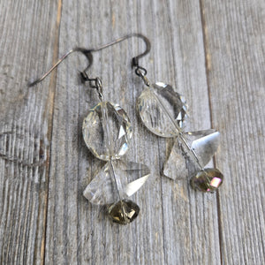 Cut Champagne & Topaz crystal drop earrings - My Wyo Designs
