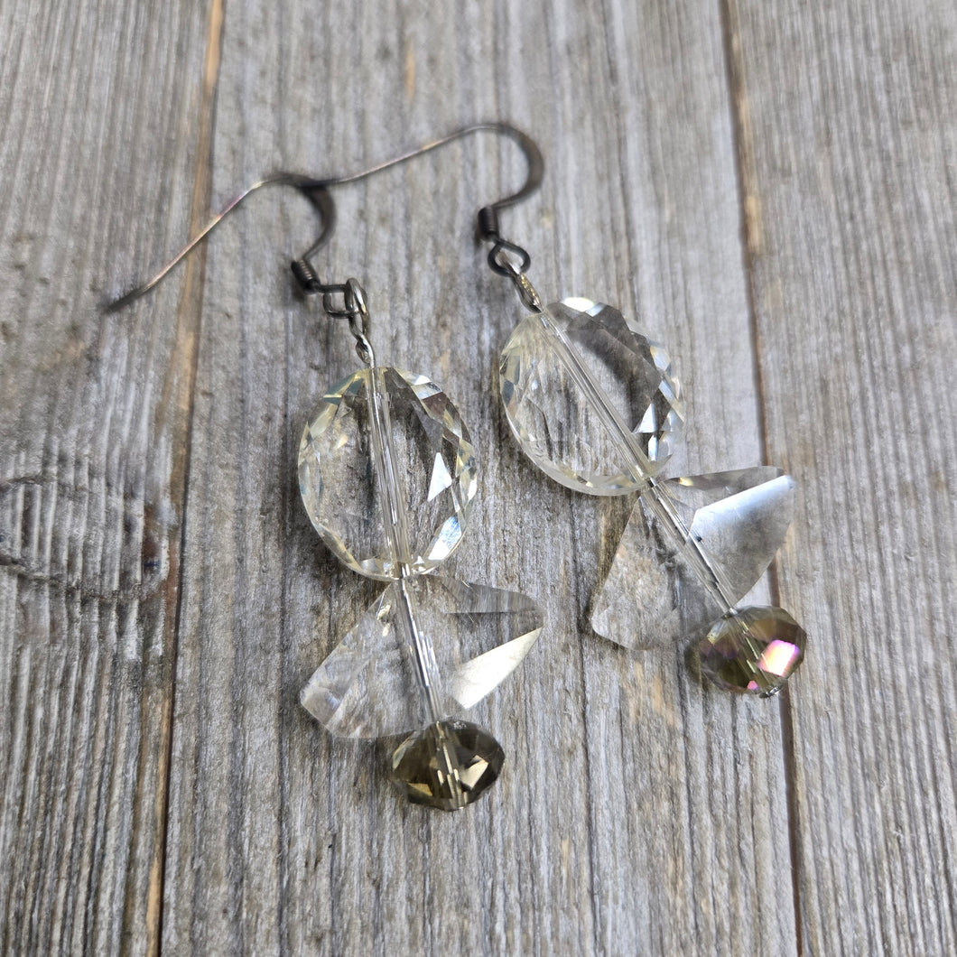 Cut Champagne & Topaz crystal drop earrings - My Wyo Designs