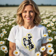 Scattered Daisies ~ Steamboat ~ White Bella tee - My Wyo Designs