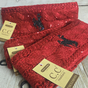 CC Lined Headwrap Bucking Horse & Rider®️ Red & Black