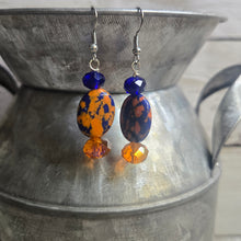 Royal & Orange Mosaic Oval Earring #1 - My Wyo Designs