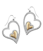 Satin Gold in Silver Heart Earrings - My Wyo Designs