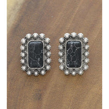 Western Black Stone Rectangle Earrings - My Wyo Designs