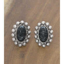 Western Black Stone Oval Earrings - My Wyo Designs