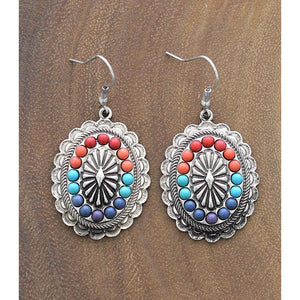 Multi-colored stone Concho earrings - My Wyo Designs