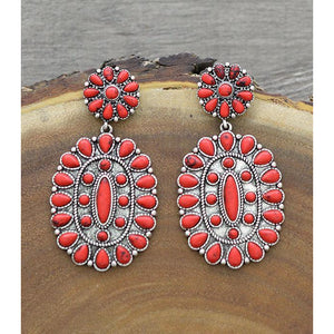 Red Coral Medallion Earring - My Wyo Designs