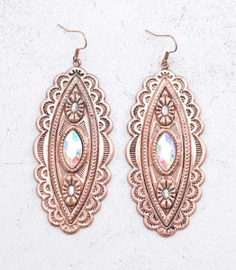 Shiny Copper Western Concho Elongated earring - My Wyo Designs