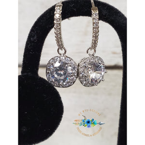 CZ Elegant Round Drop Earring Silver - My Wyo Designs